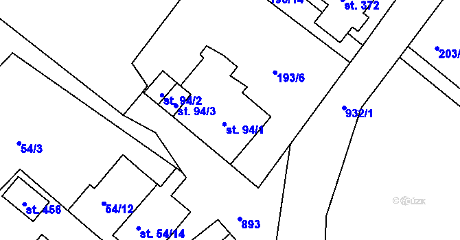 Parcela st. 94/1 v KÚ Vtelno, Katastrální mapa
