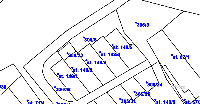Parcela st. 148/4 v KÚ Vtelno, Katastrální mapa