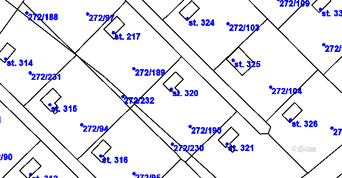 Parcela st. 320 v KÚ Vtelno, Katastrální mapa