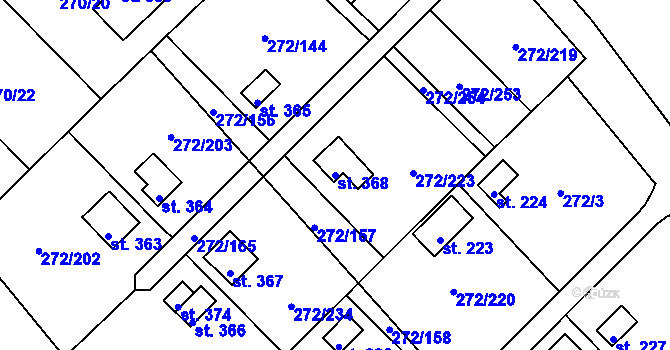 Parcela st. 368 v KÚ Vtelno, Katastrální mapa
