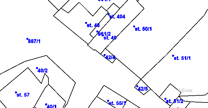 Parcela st. 42/4 v KÚ Vtelno, Katastrální mapa
