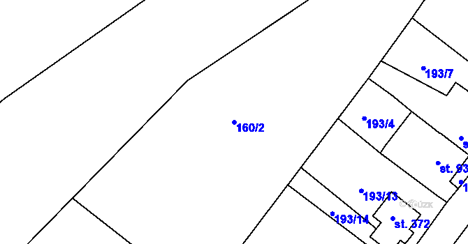Parcela st. 160/2 v KÚ Vtelno, Katastrální mapa