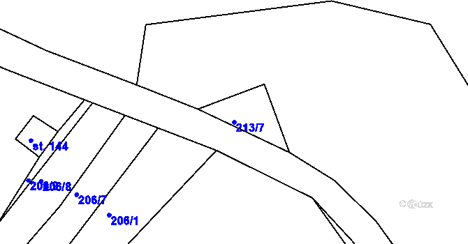 Parcela st. 213/7 v KÚ Vtelno, Katastrální mapa