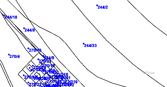 Parcela st. 244/23 v KÚ Vtelno, Katastrální mapa