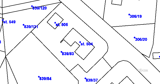 Parcela st. 504 v KÚ Vtelno, Katastrální mapa