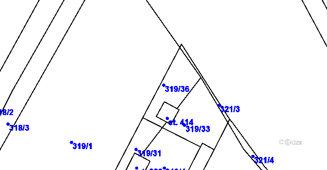 Parcela st. 319/36 v KÚ Vtelno, Katastrální mapa