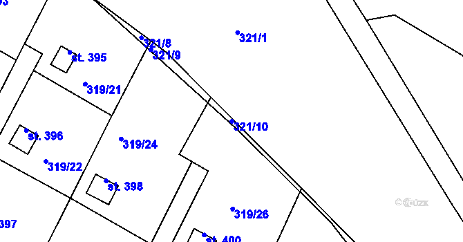 Parcela st. 321/10 v KÚ Vtelno, Katastrální mapa