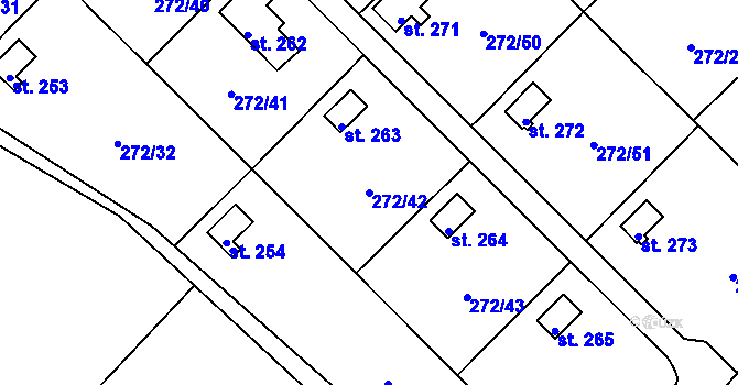 Parcela st. 272/42 v KÚ Vtelno, Katastrální mapa
