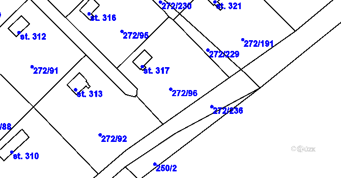 Parcela st. 272/96 v KÚ Vtelno, Katastrální mapa