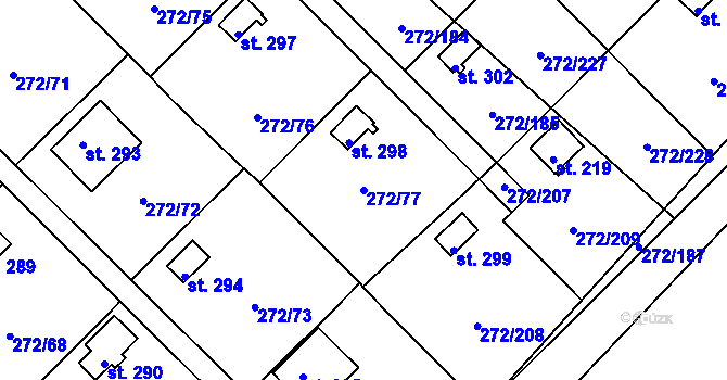 Parcela st. 272/77 v KÚ Vtelno, Katastrální mapa