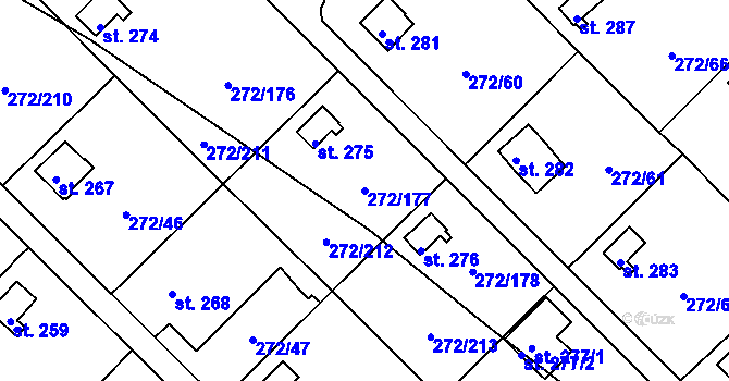 Parcela st. 272/177 v KÚ Vtelno, Katastrální mapa