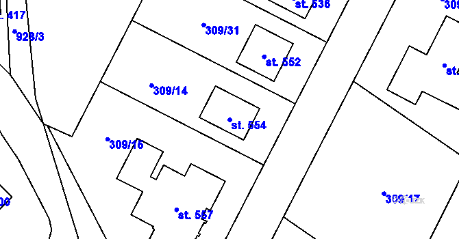 Parcela st. 554 v KÚ Vtelno, Katastrální mapa