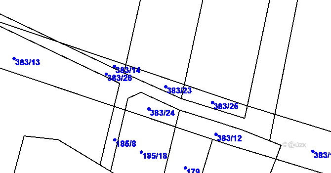 Parcela st. 383/23 v KÚ Štěpánovice u Jaroměřic nad Rokytnou, Katastrální mapa