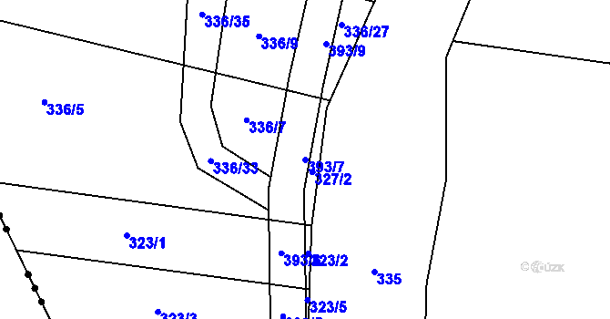 Parcela st. 393/7 v KÚ Štěpánovice u Jaroměřic nad Rokytnou, Katastrální mapa