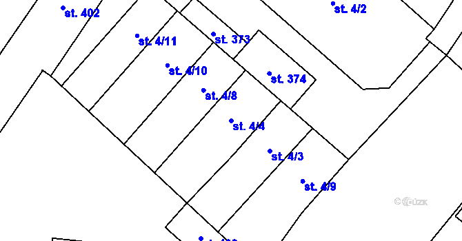 Parcela st. 4/4 v KÚ Výčapy, Katastrální mapa
