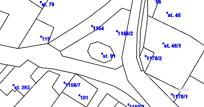 Parcela st. 91 v KÚ Výčapy, Katastrální mapa