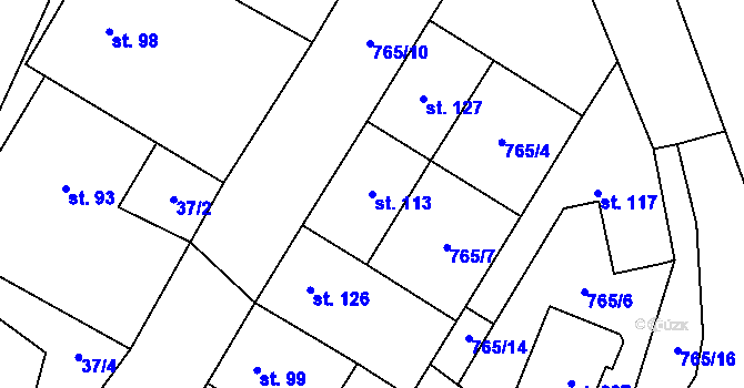 Parcela st. 113 v KÚ Výčapy, Katastrální mapa