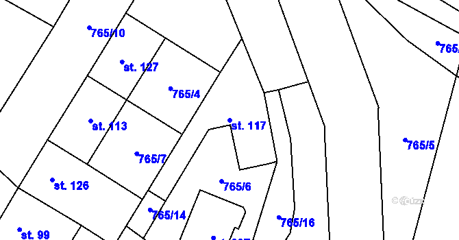 Parcela st. 117 v KÚ Výčapy, Katastrální mapa