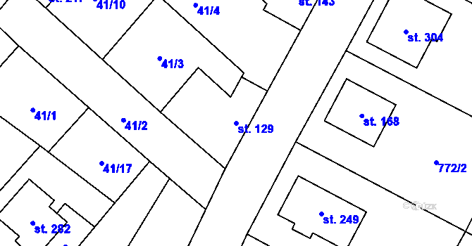 Parcela st. 129 v KÚ Výčapy, Katastrální mapa