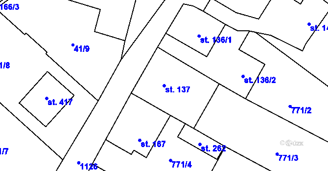 Parcela st. 137 v KÚ Výčapy, Katastrální mapa
