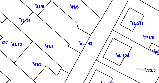 Parcela st. 143 v KÚ Výčapy, Katastrální mapa