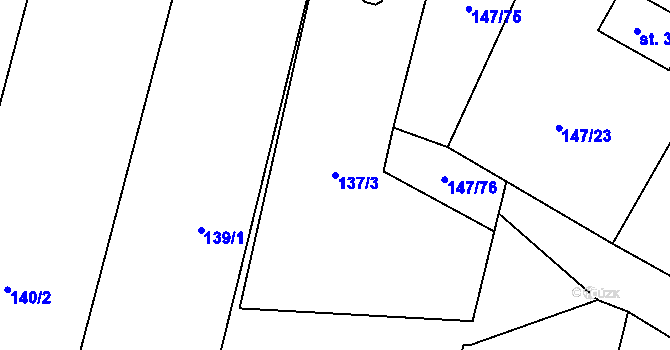 Parcela st. 137/3 v KÚ Výčapy, Katastrální mapa