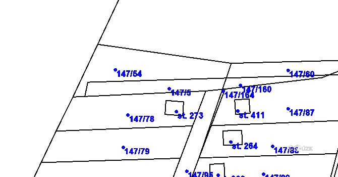 Parcela st. 147/5 v KÚ Výčapy, Katastrální mapa