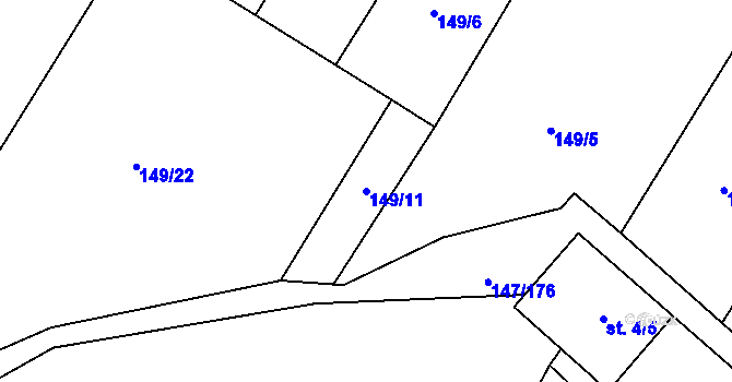 Parcela st. 149/11 v KÚ Výčapy, Katastrální mapa