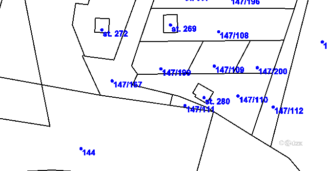 Parcela st. 147/168 v KÚ Výčapy, Katastrální mapa