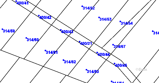 Parcela st. 400/21 v KÚ Výčapy, Katastrální mapa