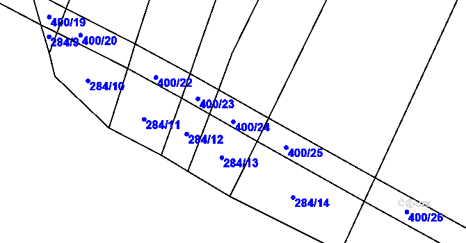 Parcela st. 400/24 v KÚ Výčapy, Katastrální mapa