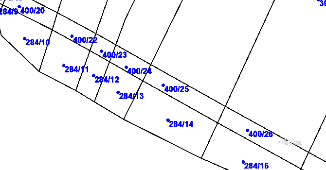 Parcela st. 400/25 v KÚ Výčapy, Katastrální mapa