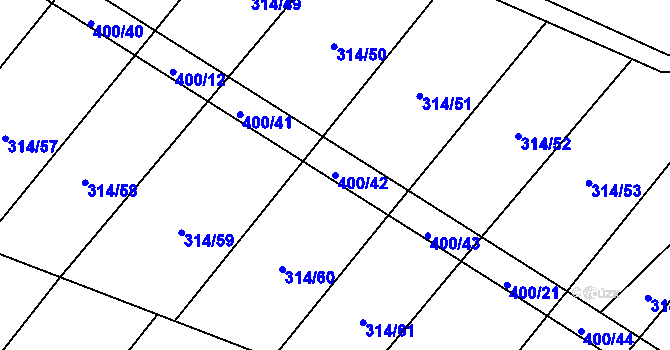 Parcela st. 400/42 v KÚ Výčapy, Katastrální mapa