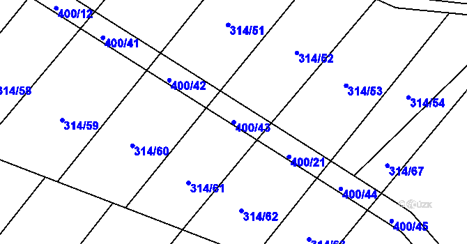 Parcela st. 400/43 v KÚ Výčapy, Katastrální mapa