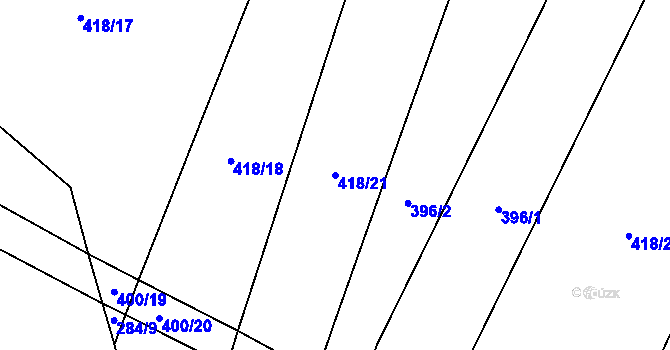 Parcela st. 418/21 v KÚ Výčapy, Katastrální mapa