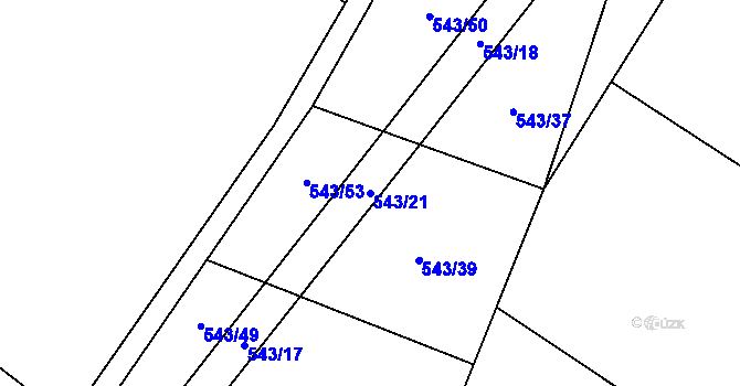 Parcela st. 543/21 v KÚ Výčapy, Katastrální mapa
