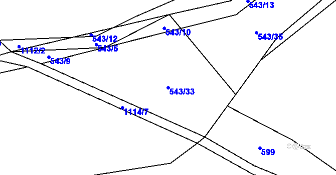 Parcela st. 543/33 v KÚ Výčapy, Katastrální mapa