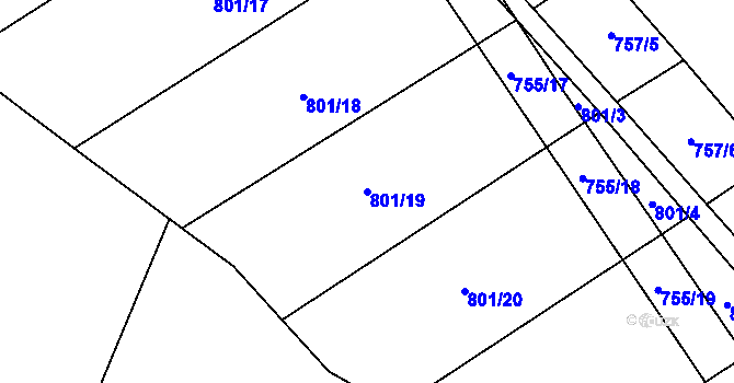 Parcela st. 801/19 v KÚ Výčapy, Katastrální mapa