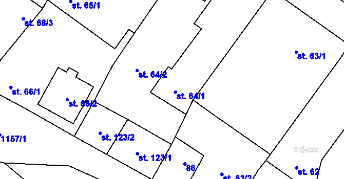 Parcela st. 64/1 v KÚ Výčapy, Katastrální mapa