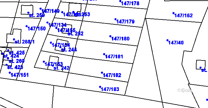 Parcela st. 147/181 v KÚ Výčapy, Katastrální mapa
