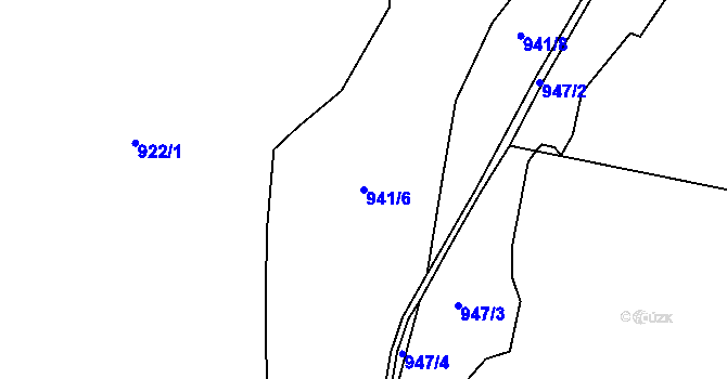 Parcela st. 941/6 v KÚ Vydří, Katastrální mapa