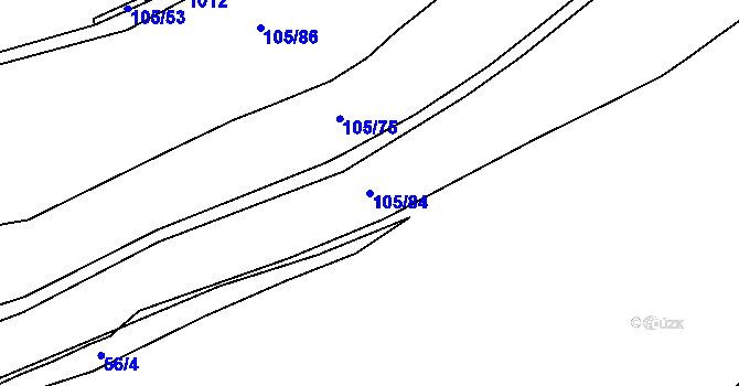 Parcela st. 105/84 v KÚ Vydří, Katastrální mapa