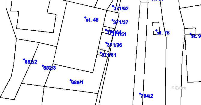 Parcela st. 371/61 v KÚ Vydří, Katastrální mapa