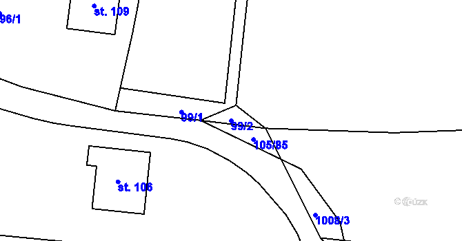 Parcela st. 99/2 v KÚ Vydří, Katastrální mapa