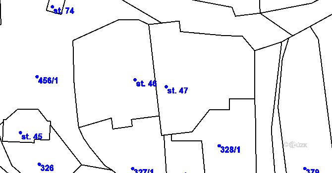 Parcela st. 47 v KÚ Vyhnanice u Voděrad, Katastrální mapa