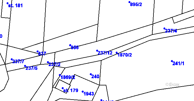 Parcela st. 237/12 v KÚ Vyklantice, Katastrální mapa