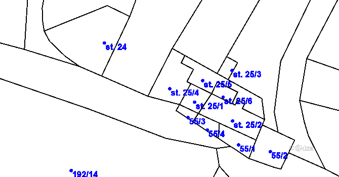 Parcela st. 25/4 v KÚ Vyklantice, Katastrální mapa