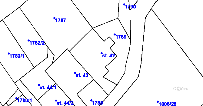 Parcela st. 42 v KÚ Vyklantice, Katastrální mapa