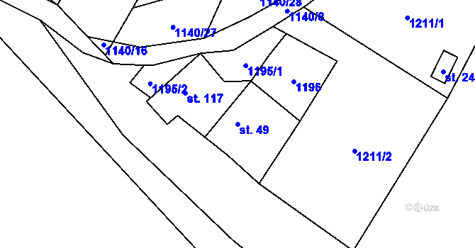 Parcela st. 49 v KÚ Vyklantice, Katastrální mapa
