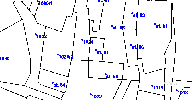 Parcela st. 87 v KÚ Vyklantice, Katastrální mapa